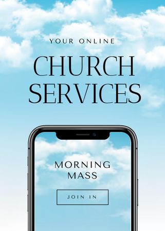Ontwerpsjabloon van Flayer van online kerkdiensten aanbod