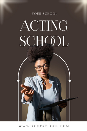 African American Woman Invites to Acting School Pinterest Design Template