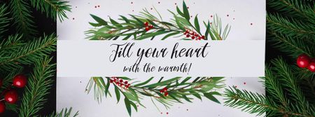 Holidays Greeting with Fir Tree and Berries Facebook Video cover Design Template