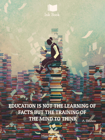 Template di design Education Inspiration Man on stack of Books Poster US