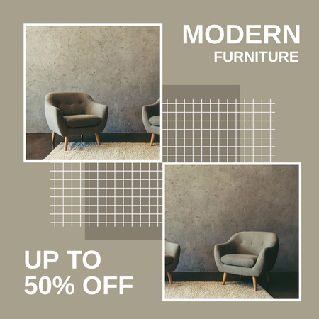 Modern Furniture Offer with Stylish Armchairs Instagram Design Template