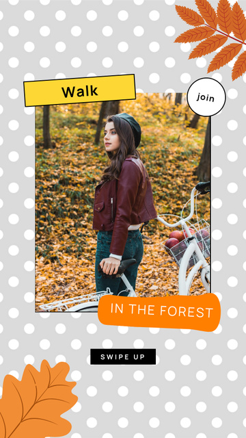 Autumn Inspiration with Girl in Park Instagram Story Šablona návrhu
