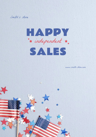 USA Independence Day Sale Announcement Postcard A5 Vertical Design Template