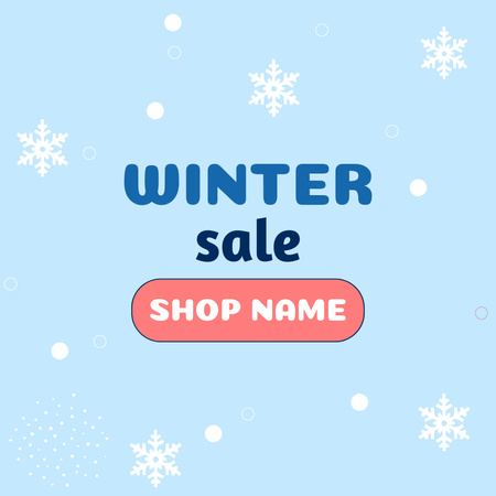 Winter Sale Announcement on Blue Instagram Design Template