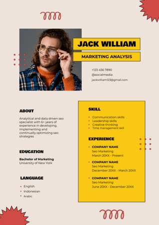 Skills and Experience in Marketing Analysis Resume – шаблон для дизайну