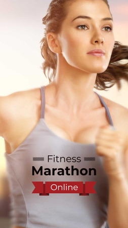 Online Marathon Ad with running Woman Instagram Story Modelo de Design