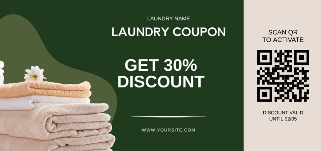 Designvorlage Voucher Discounts on Laundry Service on Green für Coupon Din Large