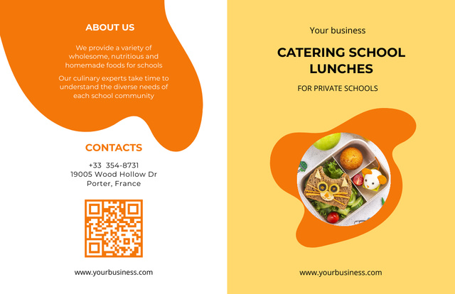 Gourmet School Catering Lunches With Veggies Offer Brochure 11x17in Bi-fold Design Template