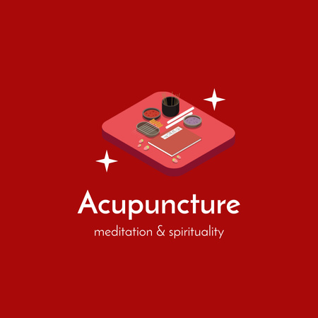 Healing Acupuncture With Meditation Offer Animated Logo Design Template