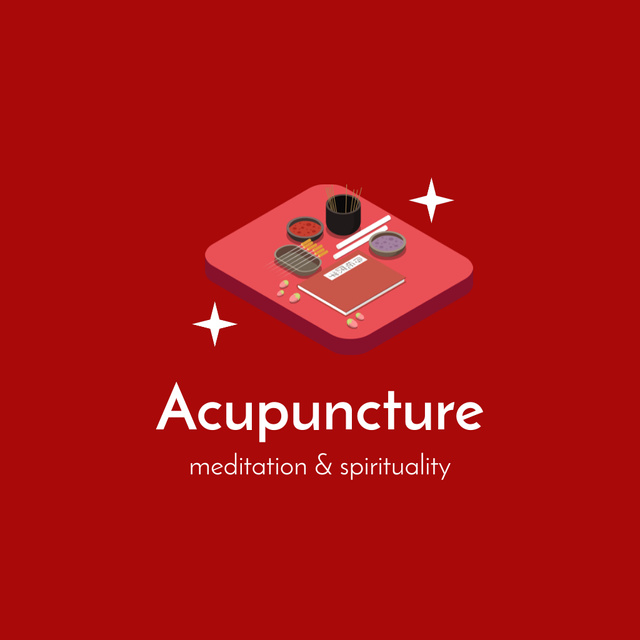 Healing Acupuncture With Meditation Offer Animated Logo Πρότυπο σχεδίασης