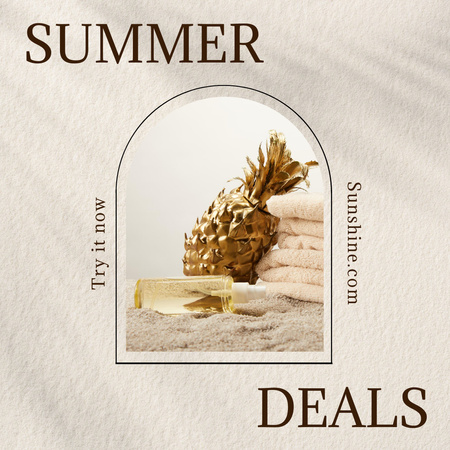 Summer Care Offer with Pineapple Instagram Design Template
