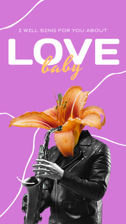 Ontwerpsjabloon van Instagram Story van Valentijnsdaggroet met saxofonist