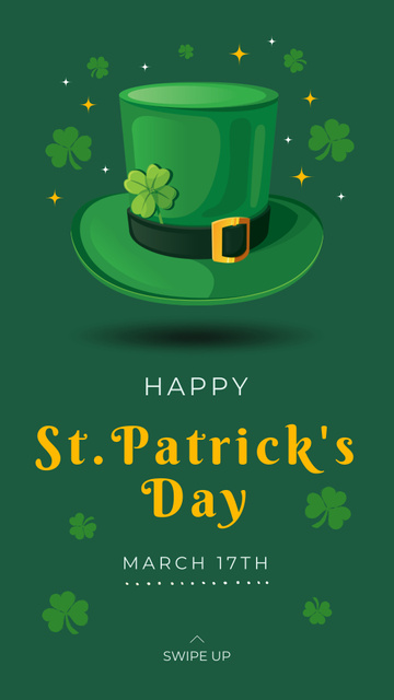 St. Patrick's Day Sale Announcement with Green Hat Instagram Story Πρότυπο σχεδίασης