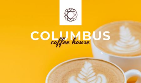 Coffee House Ad with Cups of Cappuccino Business card Design Template