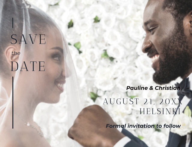 Szablon projektu Wedding Ceremony Invitation with African American Couple Thank You Card 5.5x4in Horizontal