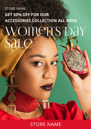 Designvorlage Accessoires-Rabattangebot am Internationalen Frauentag für Poster