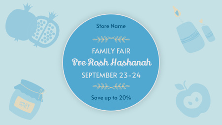 Convite da Feira da Família Rosh Hashaná FB event cover Modelo de Design