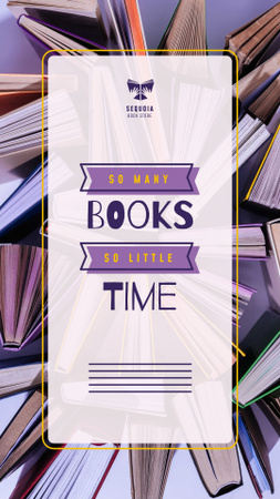 Designvorlage Buchhandlung Promotion Bücher in Lila für Instagram Video Story