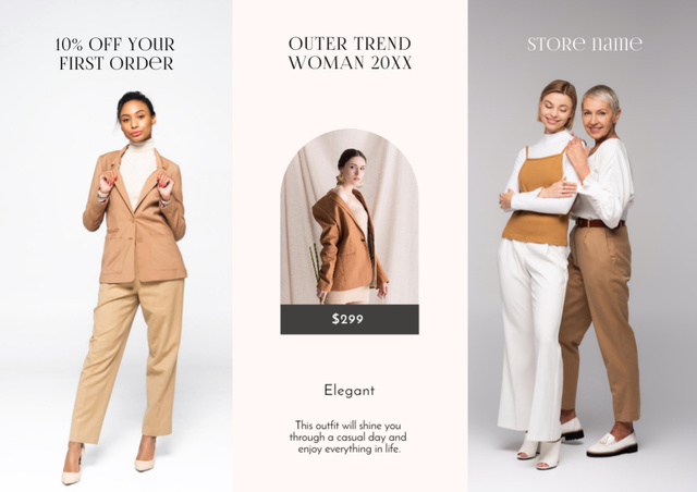 Fall Fashion Ad with Beautiful Women Brochure Din Large Z-fold Design Template