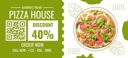 Discount on Pizza at Pizzeria Coupon 3.75x8.25in Design Template