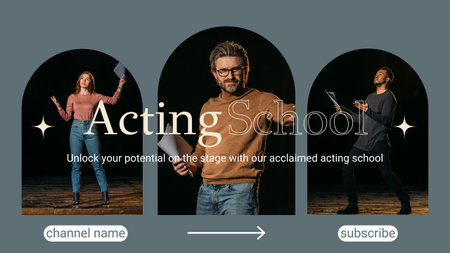 Plantilla de diseño de Collage con fotos de actores en ensayo. Youtube 