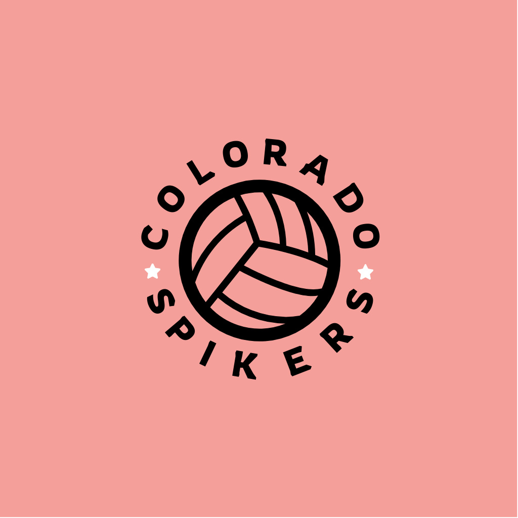 Designvorlage Volleyball Sport Club Emblemin in Pink für Logo