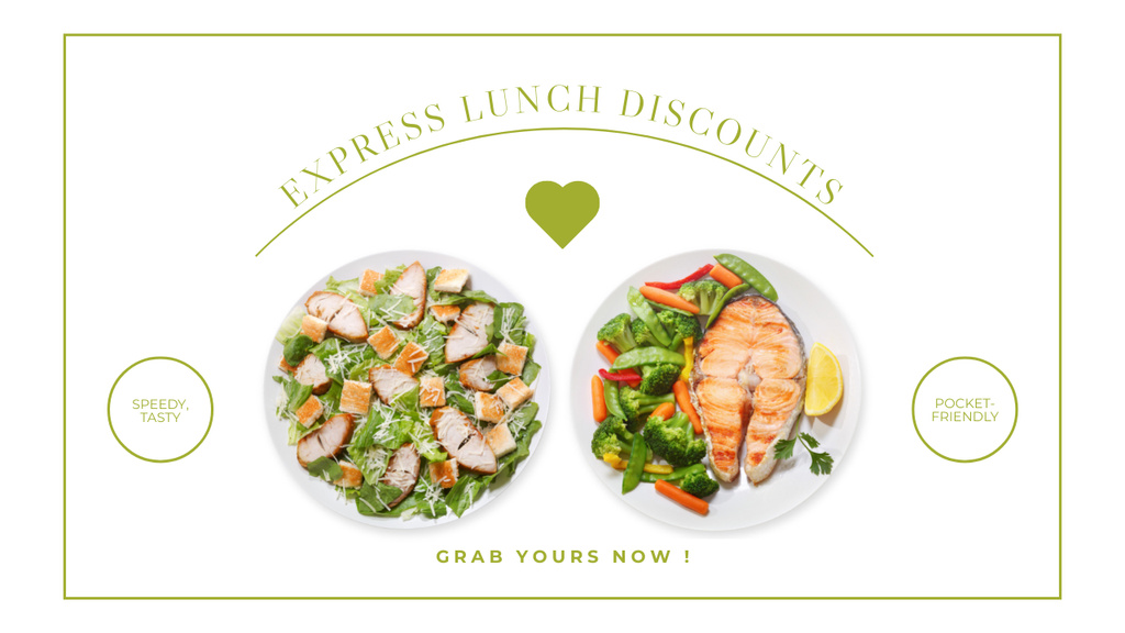 Express Lunch Discounts Ad with Tasty Seafood Dish Youtube Thumbnail Modelo de Design