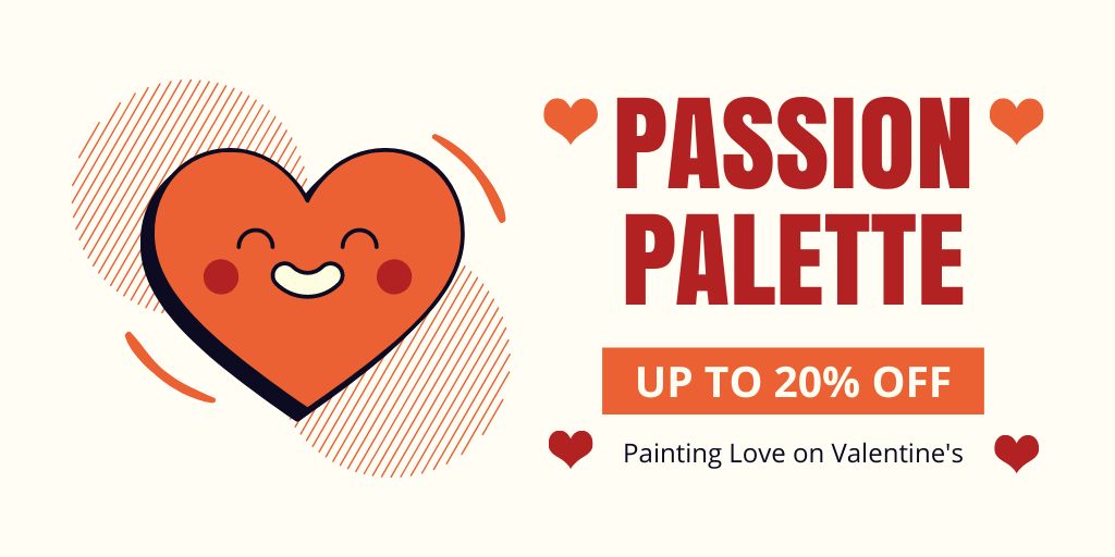 Plantilla de diseño de Valentine's Day Big Discounts With Hearts Character Twitter 