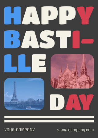 Happy Bastille Day Poster Design Template