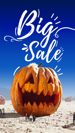 Sale Announcement with Huge Halloween Pumpkin Instagram Story Design Template