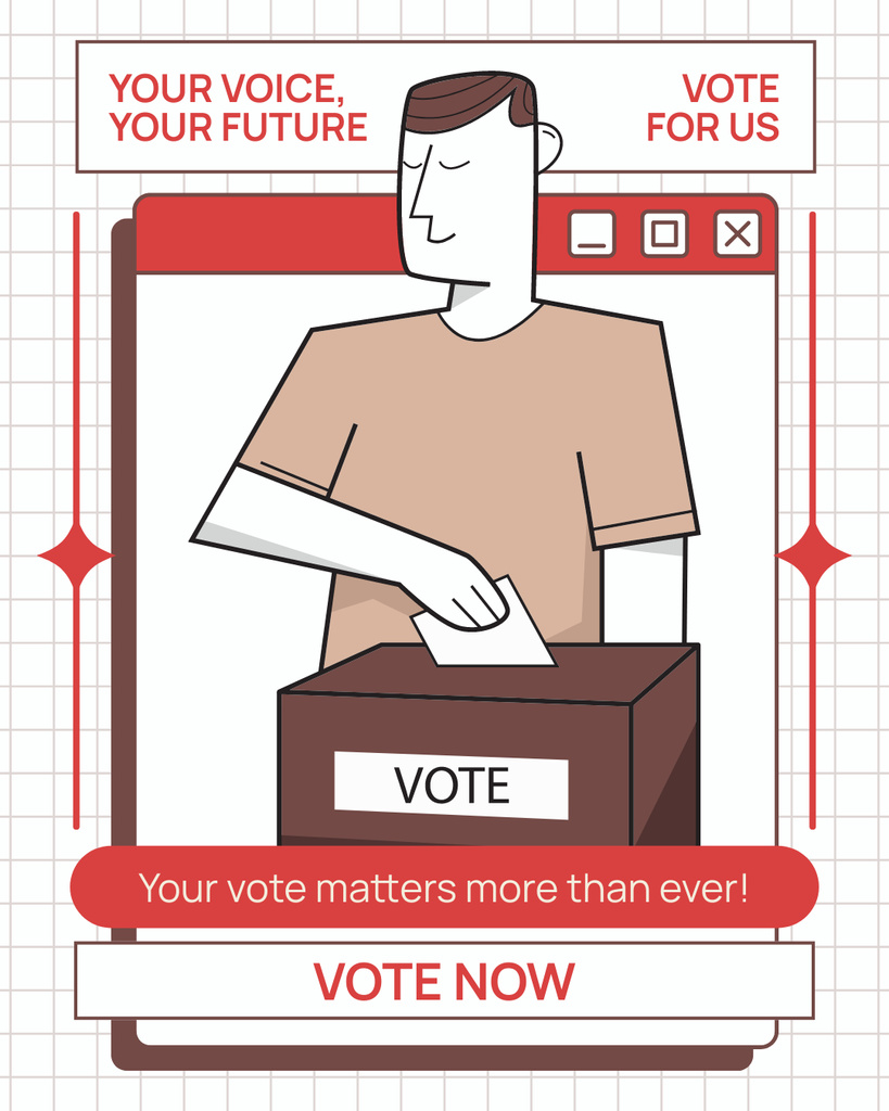 Man Votes for Candidate in Election Instagram Post Vertical Modelo de Design