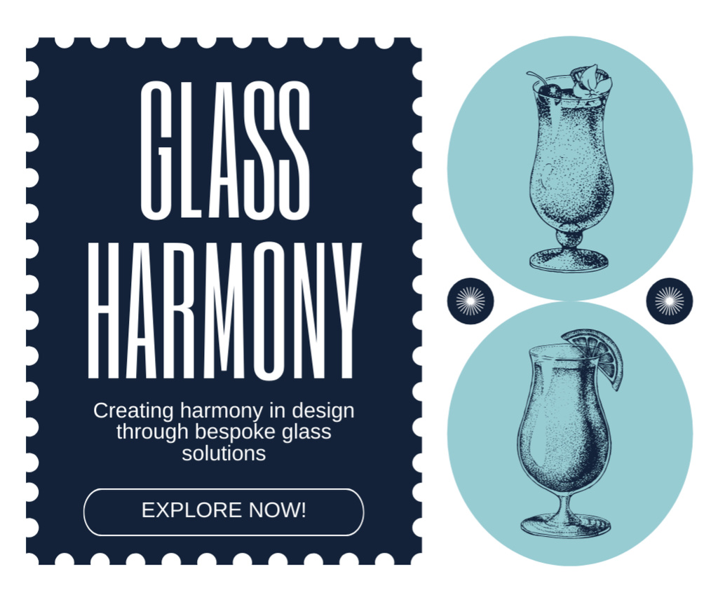 Creative Sketches of Drinks for Glassware Sale Facebook Design Template