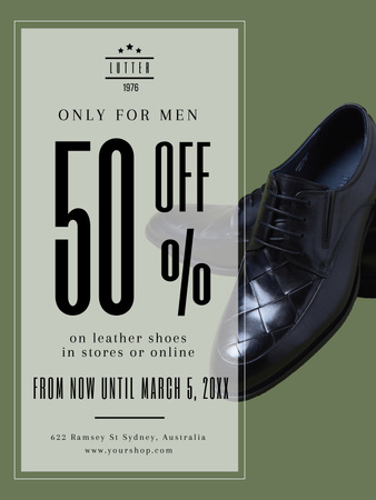 Fashion Sale Stylish Male Shoes Poster US Design Template