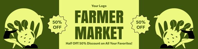 Farmer's Market Advertisement with Discounted Products Twitterデザインテンプレート