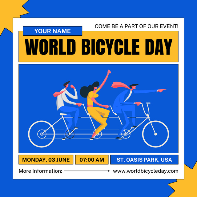 Race on World Bicycle Day Instagramデザインテンプレート