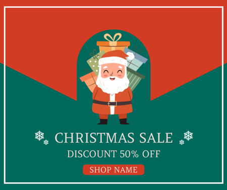 Plantilla de diseño de Cartoon Santa Claus with Gifts for Christmas Sale Facebook 