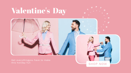 Collage for Valentine's Day with Couple in Love FB event cover Design Template