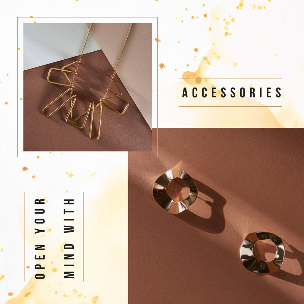 Shiny earrings and necklace Instagram Design Template