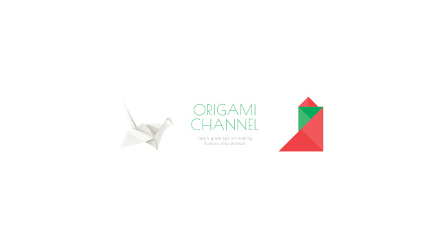 Origami Class Invitation on Green and Red Youtubeデザインテンプレート