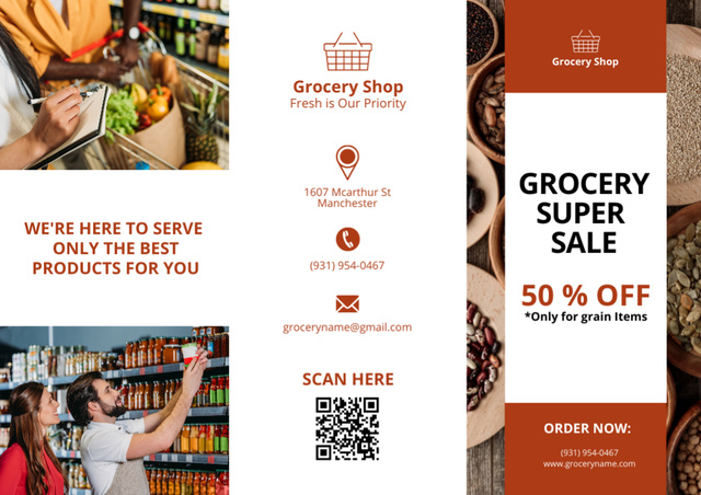 Fresh Food In Supermarket Sale Offer Brochure – шаблон для дизайна