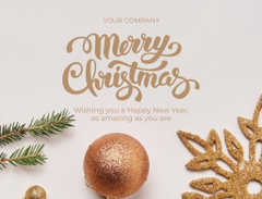 Christmas and New Year Greeting with Baubles and Twig