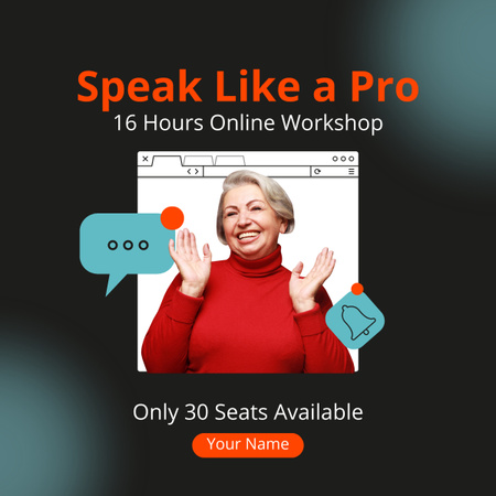 Plantilla de diseño de Speaking Like Professional Workshop Offer LinkedIn post 
