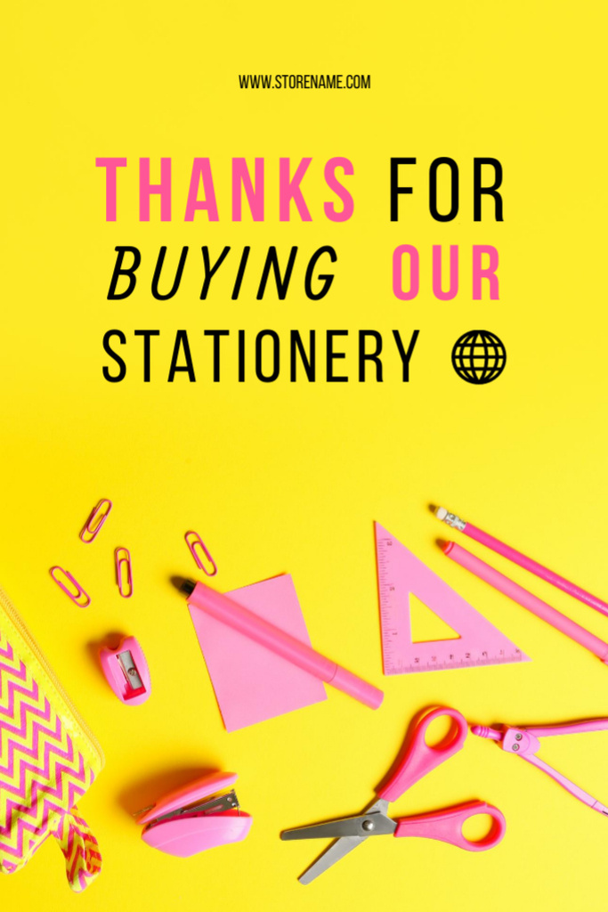 Stationery Store Promo on Yellow Postcard 4x6in Vertical – шаблон для дизайна