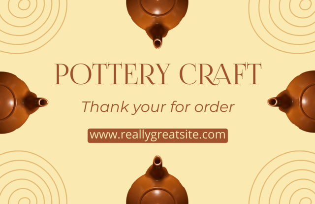 Thanks for Order of Clay Teapots Thank You Card 5.5x8.5in Modelo de Design