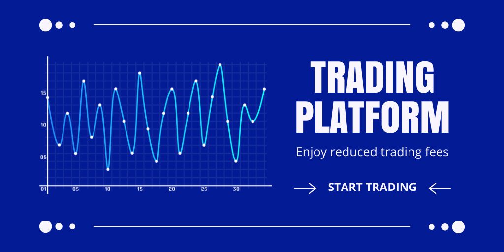 Trading Platform Ad on Blue Twitter tervezősablon