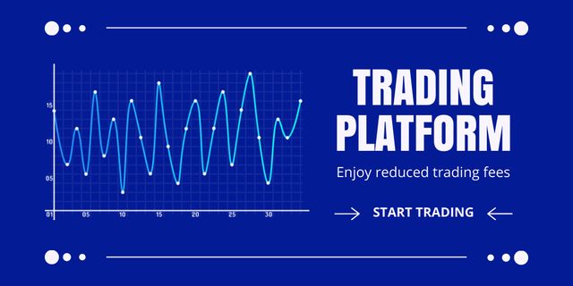 Trading Platform Ad on Blue Twitter Modelo de Design