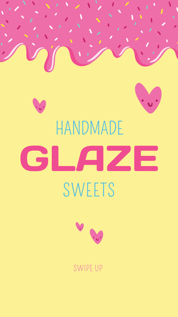 Donut Glaze with Hearts in Pink Instagram Story – шаблон для дизайну
