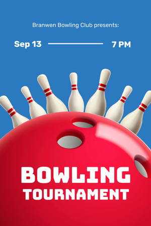 Announcement of Bowling Tournament in Club Flyer 4x6in Design Template