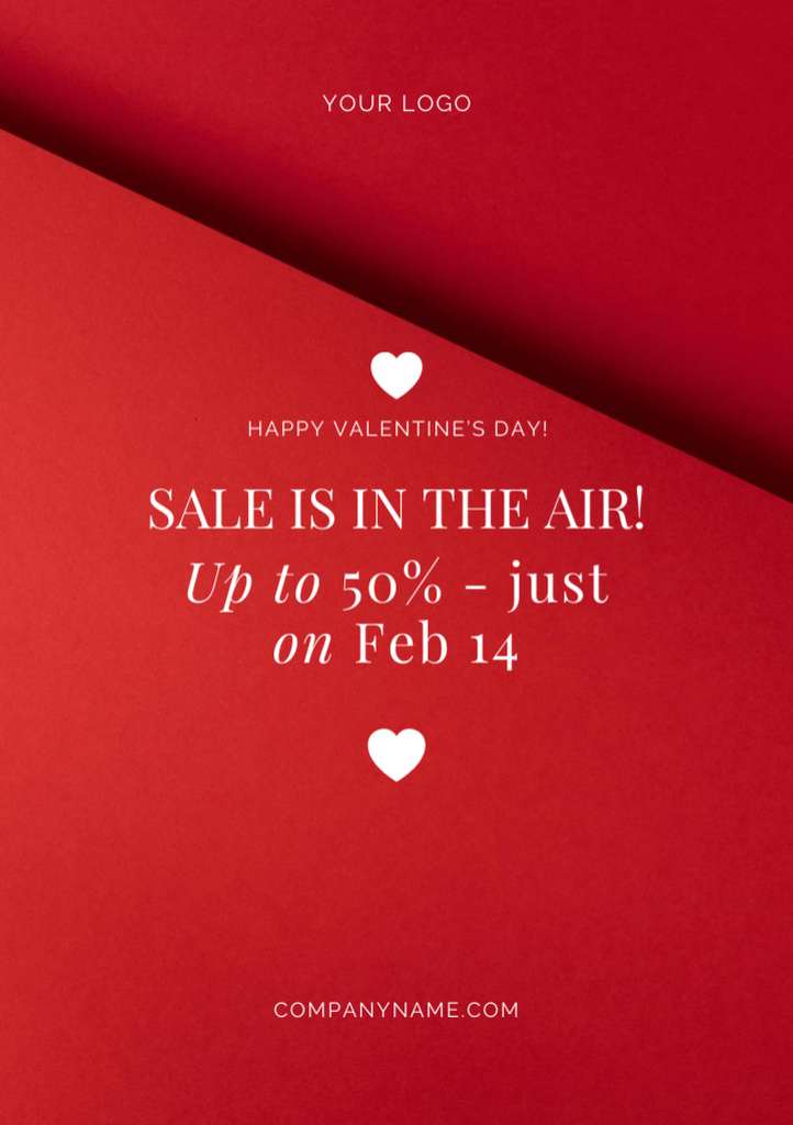 Sale Announcement on Valentine's Day Postcard A5 Vertical Design Template