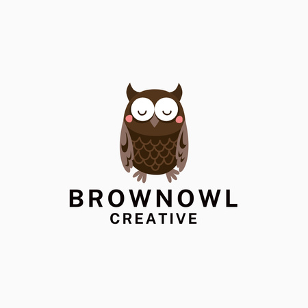 Kahverengi baykuş yaratıcı ajansı logosu Logo Tasarım Şablonu